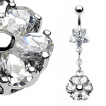 Piercing nombril pendentif double fleur
