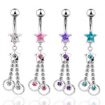 Piercing nombril pendentif �toile et anneaux