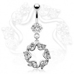 Piercing nombril pendentif �toile serti