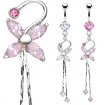 Piercing nombril pendentif fleur � quatre p�tales
