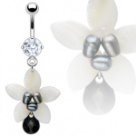 Piercing nombril pendentif fleur de perles