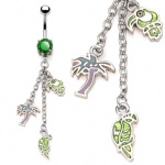 Piercing nombril pendentif p�roquets et palmier