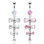 Piercing nombril pendentif 7 pierres
