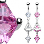 Piercing nombril pendentif triangles et losange