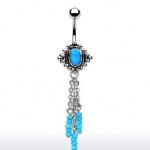 Piercing nombril pendentif turquoise