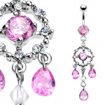 Piercing nombril pierre ronde et pendentifs