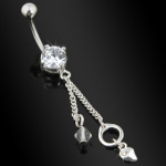 Piercing nombril pierres claires et chaines