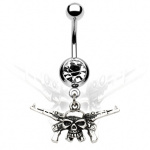 Piercing nombril Pistolets et t�te de mort
