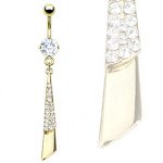 Piercing nombril plaqu� or c�ne pav� de pierres
