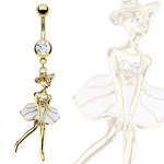Piercing nombril plaqu� or femme � jupe pliss�e avec chapeau