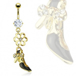 Piercing nombril plaqu� or fleur et escarpin