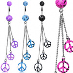 Piercing nombril tachet� paix et amour