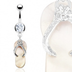Piercing nombril tong avec nacre d'abalone