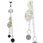 Piercing nombril torsade sertie et perles