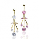 Piercing nombril triple pendentif serti