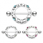 Piercing t�ton style bouclier grav� de triangles