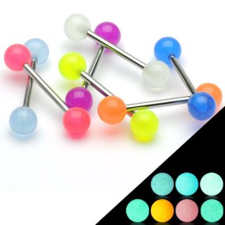 Lot de 7 piercings langue  boules fluorescentes