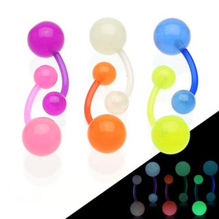 Lot de 6 piercings nombril fluorescents