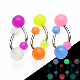 Lot de 6 piercings  nombril   boules fluorescentes