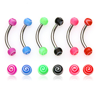 Lot de 6 piercings arcade UV Tornado Balls