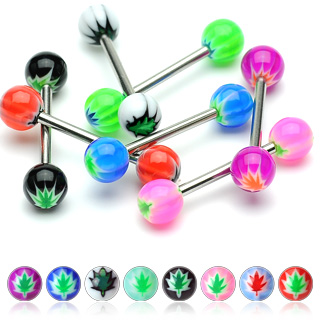 Lot de 8 piercings langue motif cannabis