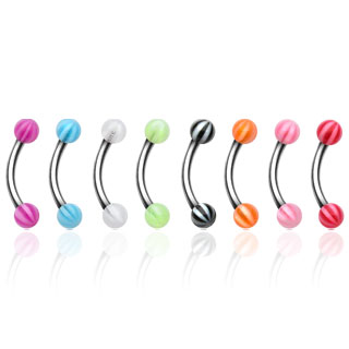 Lot de 8 piercings arcade UV Candy Stripe Balls