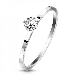 Alliance femme acier style solitaire