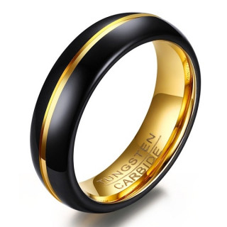 Alliance tungstène à ligne dorée sur bandeau noir