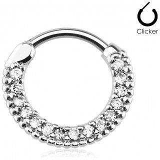 Anneau  clips pav de strass clairs (oreille, septum...)