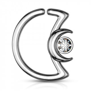 Anneau cartilage duo de lunes  cristal - Clair (Daith...)