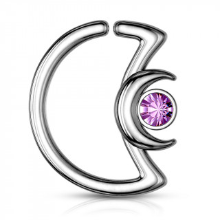 Anneau cartilage duo de lunes  cristal - Violet Tanzanite (Daith...)