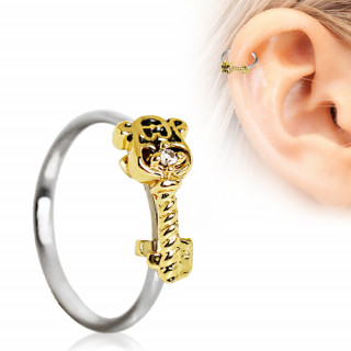 Anneau cartilage oreille  cl dore sertie