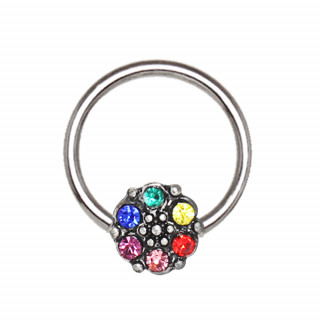 Anneau CBR  fleur vintage multicolore (septum, oreille...)