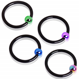 Anneau CBR noir  boule anodise titanium (septum, cartilage oreille...)