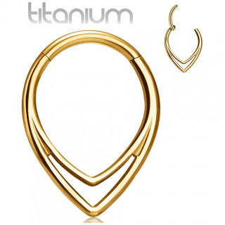 Anneau charni�re � double chevrons imbriqu�s en Titane dor�