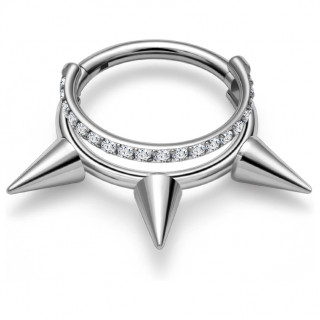 Anneau charni�re doubl� en Titane � arc de zirconiums et piques