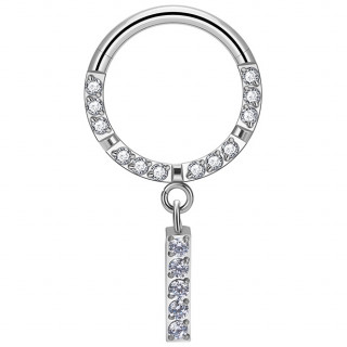 Anneau charnire en Titane  arcs de zirconiums bords et barette suspendue (septum et oreille)
