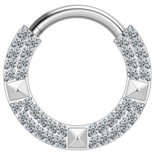Anneau charnire en Titane  arcs de zirconiums fins et pyramides (septum et oreille)