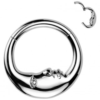 Anneau charnire Lune Visage en acier haute prcision (oreille, septum...)
