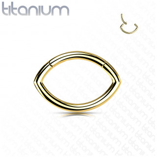 Anneau charnire oval en Titane Dor (septum, tragus, hlix...)