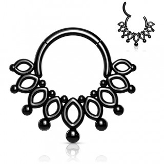 Anneau charnire style collier en acier noir haute prcision