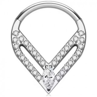 Anneau charni�re Titane � chevrons chics serties de zirconiums