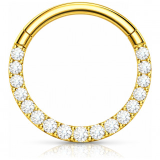 Anneau charni�re Titane Dor� � arc de zirconiums