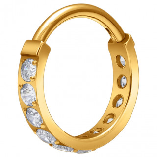 Anneau charnire Titane dor  bandeau zirconiums (lvre, septum, oreille...)
