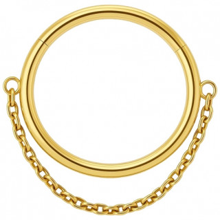 Anneau charnire Titane dor  fine chaine (septum, lobe, daith...)