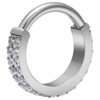 Anneau charni�re Titane � double-lignes de zirconiums (l�vre, septum, oreille...)