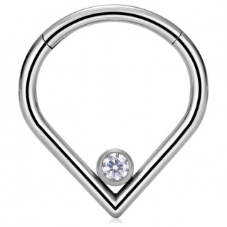 Anneau charni�re Titane Goutte � zirconium �l�gant (septum, daith, lobe)