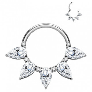 Anneau charnire Titane  ptales de zirconiums (septum, daith...)
