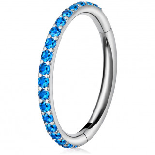 Anneau charni�re Titane � tranche sertie bleue (ASTM F-136)
