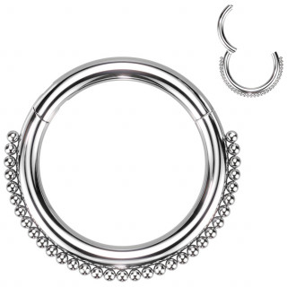 Anneau clicker acier haute prcision  arc de perles fines (septum, hlix, lobe...)